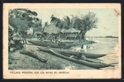 AK Sénégal, Village indigène sur les rives du Sénégal