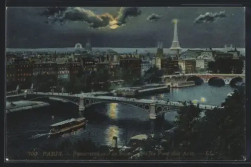 AK Paris, Panorama sur la Seine prise du Pont des Arts