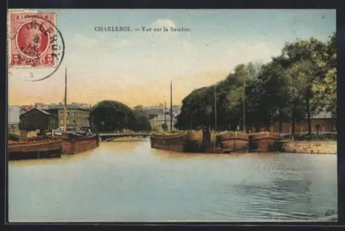 AK Charleroi, Vue sur la Sambre