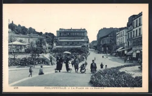 AK Philippeville, La Place de la Marine