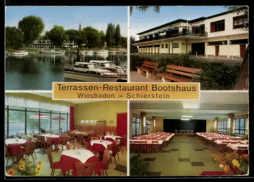 AK Wiesbaden-Schierstein, Terrassen-Restaurant Bootshaus, Innenansichten
