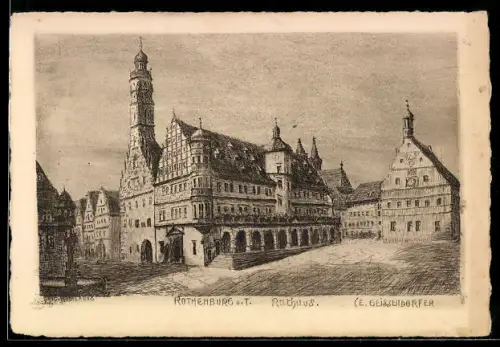 Künstler-AK Rothenburg o. T., Rathaus