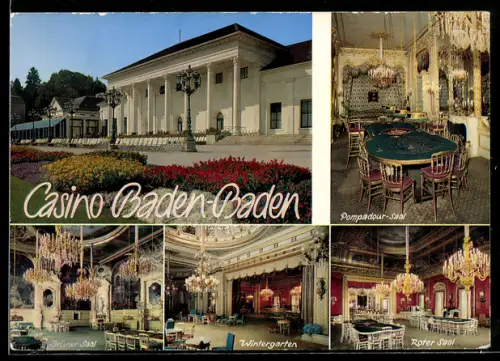 AK Baden-Baden, Casino, Innenansichten Pompadour-Saal und Wintergarten