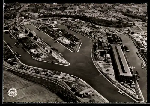 AK Karlsruhe, Rheinhafen, Fliegeraufnahme