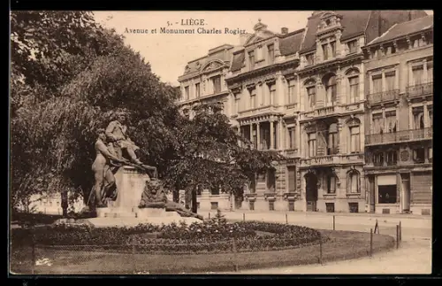 AK Liège, Avenue et Monument Charles Rogier