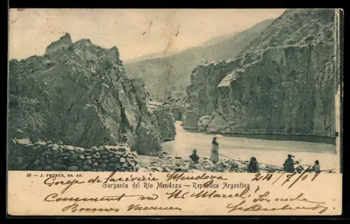 AK Garganta del Río Mendoza, Felsenschlucht am Fluss