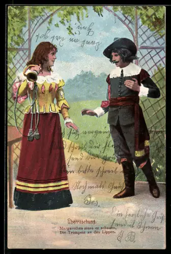 Lithographie Behüt Dich Gott!, Trompeter von Säckingen, Margarethen muss er schauen
