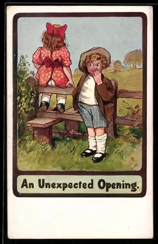 AK An Unexpected Opening, Kleines Paar im Grünen