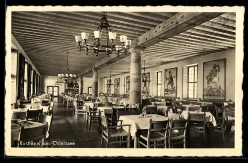 AK Rasthaus am Chiemsee, Blick in den grossen Gastraum