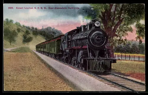 AK Atascadero, CA, Sunset Limited, S.P.R.R. Locomotive, Eisenbahn