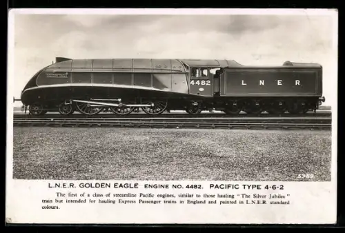 AK L.N.E.R. Golden Eagle, engine Nr. 4482, Pacific Type, englische Eisenbahn