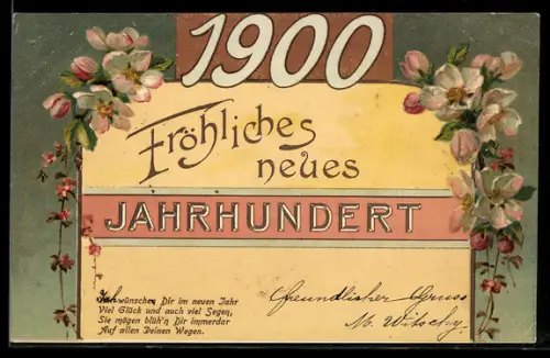 AK Jahreszahl 1900 mit Blumen verziert