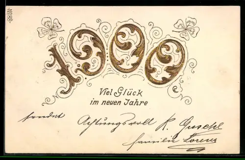 AK Viel Glück in neuen Jahr 1900, Kleeblätter