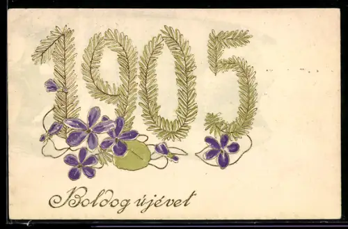 AK Jahreszahl 1905 mit Veilchen