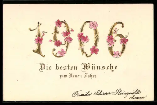 AK Jahreszahl 1906 mit Blumen geschmückt