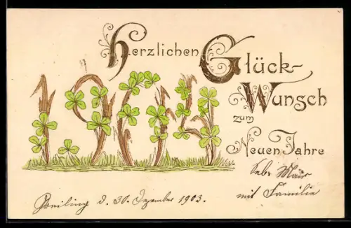 AK Jahreszahl 1904 wächst aus dem Boden