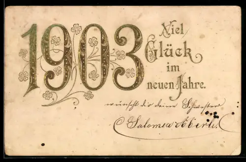AK Jahreszahl 1903 mit Kleeblättern
