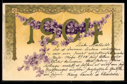 AK Blumen schmücken die Jahreszahl 1904, Glückwunsch zum neuen Jahre!