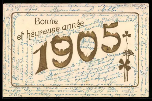 AK Jahreszahl 1905 mit Kleeblättern