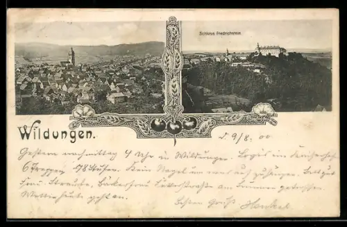 AK Wildungen, Teilansicht, Schloss Friedrichstein