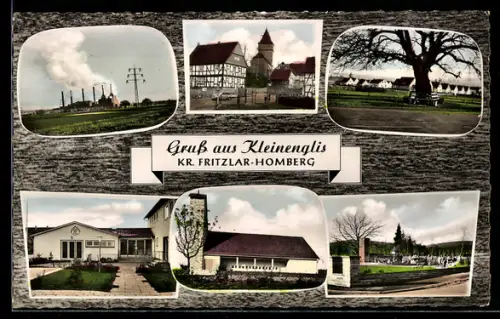 AK Kleinenglis /Kr. Fritzlar-Homberg, Fabriken, Kirche, Strassenpartie