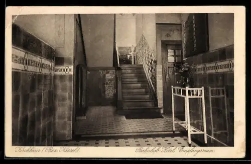 AK Kirchhain /Bez. Kassel, Bahnhofs-Hotel, Empfangsraum, Innenansicht