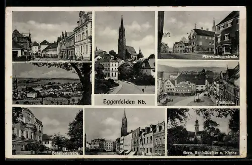 AK Eggenfelden /Nb., Kirche, Stadtplatz, Bahnhofstrasse