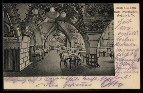 AK Rostock, Rats-Weinkeller, Das grosse Gelag, Gasthaus