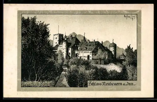 Künstler-AK Eugen Felle: Neubeuern a. Inn, Weg zum Schloss