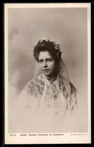 AK Kronprinzessin Marie von Rumänien im Kleid mit Schleier