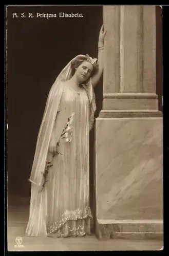 AK Prinzessin Elisabeta von Rumänien im weissen Kleid