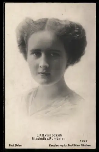 AK Prinzessin Elisabeth von Rumänien mit Hochsteckfrisur