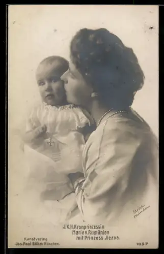 AK Kronprinzessin Marie von Rumänien mit Prinzess Ileana