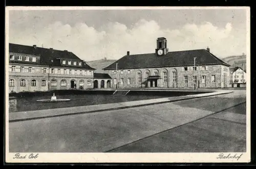 AK Bad Orb, Ansicht vom Bahnhof mit Bahnhofplatz