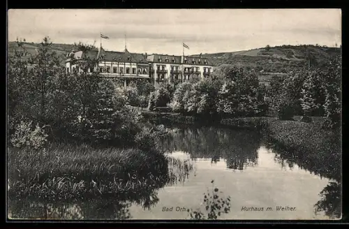 AK Bad Orb, Kurhaus mit Weiher