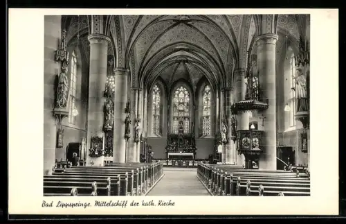 AK Bad Lippspringe, Mittelschiff der kath. Kirche