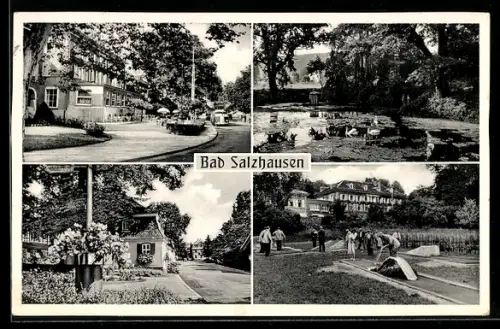 AK Bad Salzhausen, Bienkos Park-Café, Minigolfplatz, Teich