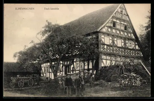 AK Ilbeshausen, Teufelsmühle, Fachwerkhaus, ländliche Ansicht