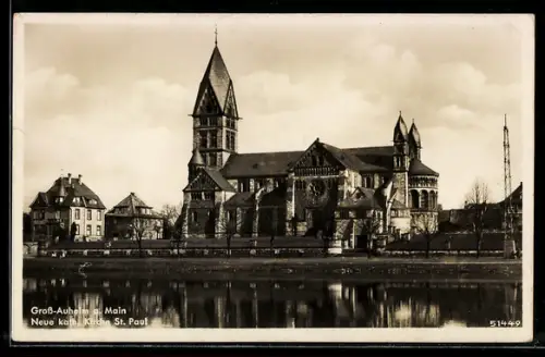 AK Gross-Auheim a. Main, Neue kath. Kirche St. Paul