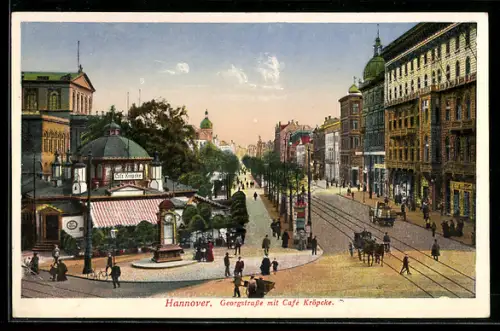 AK Hannover, Georgstrasse mit Café Kröpcke