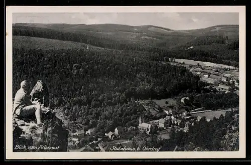AK Stutzhaus /Ohrdruf, Blick vom Arlesnest auf den Ort