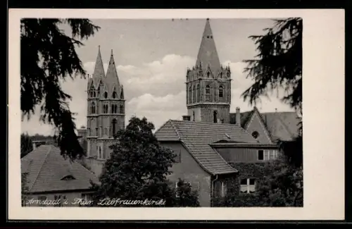 AK Arnstadt /Th., Liebfrauenkirche aus der Vogelschau