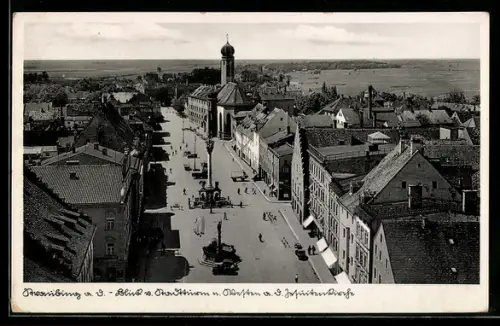 AK Straubing a. D., Blick vom Stadtturm nach Westen, mit Jesuitenkirche