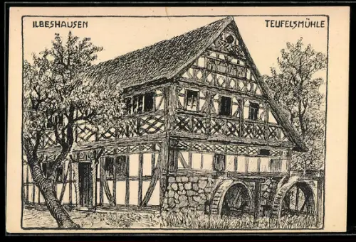 Künstler-AK Ilbeshausen, Teufelsmühle