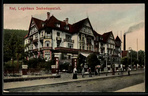 AK Kiel, Strassenpartie am Logirhaus Seebadeanstalt