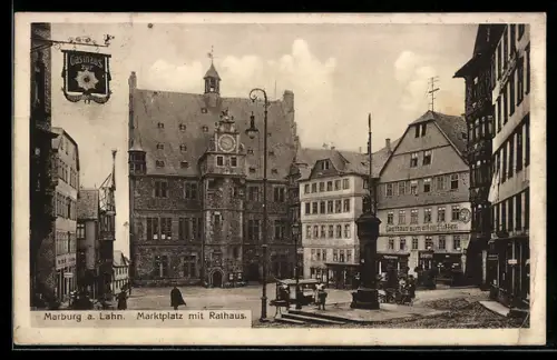 AK Marburg a. L., Marktplatz mit Rathaus