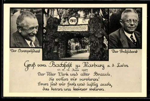 AK Marburg a. d. Lahn, Backfest 1937, Ehrenpräsident und Präsident