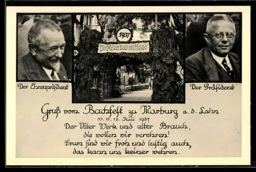 AK Marburg a. d. Lahn, Backfest 1937, Ehrenpräsident und Präsident