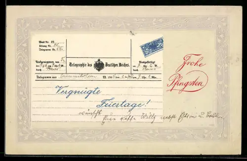 Präge-AK Telegraphie des Deutschen Reiches mit Blumenrahmen, Postgeschichte