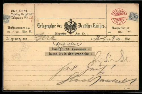 AK Telegraphie des Deutschen Reiches, Postgeschichte